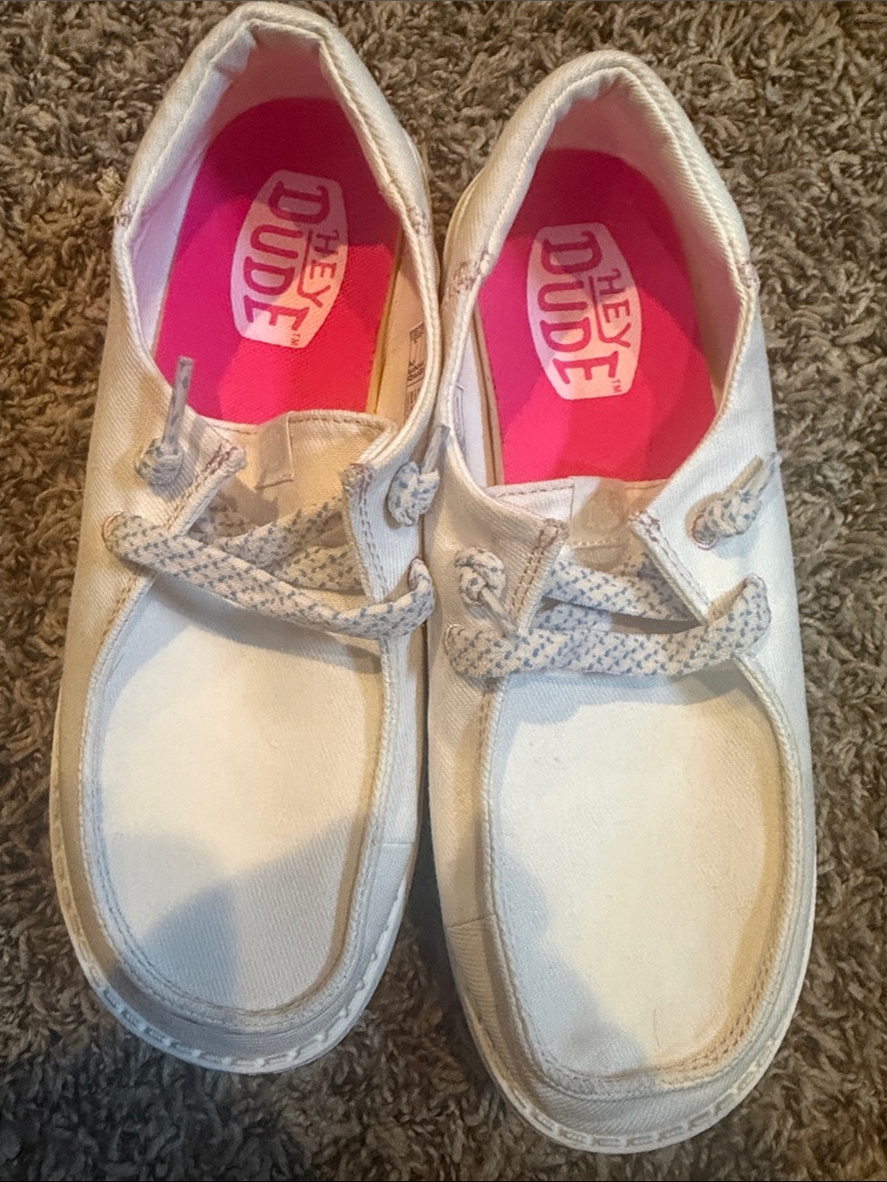 Hey Dude White Canvas Slip-Ons